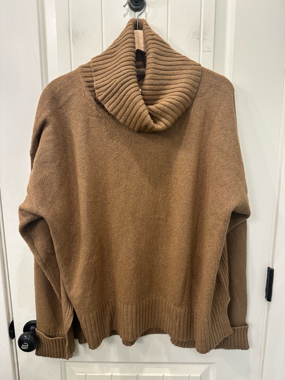 By Anthropologie Brown Wool Blend Cowl Neck Oversized Sweater XL GUC Cabincore